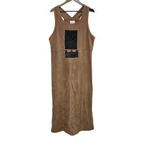 Vintage Nina Piccalino Giraffe Maxi Dress Womens Size 14 USA Brown Earthy Casual